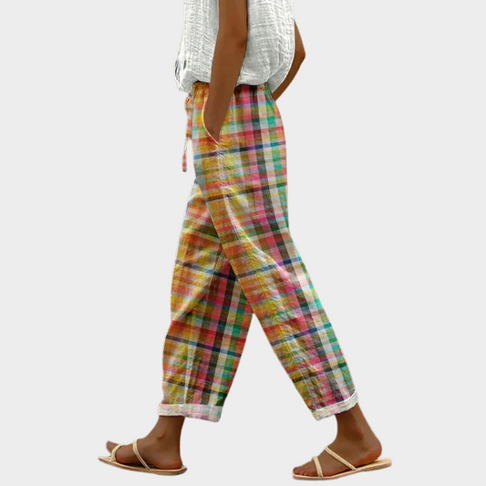 MICHELLE | PANTALON À CARREAUX CONFORTABLE