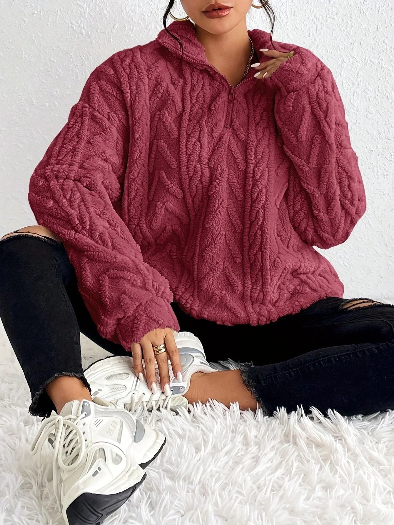 Fiona | Pull zippé tressé