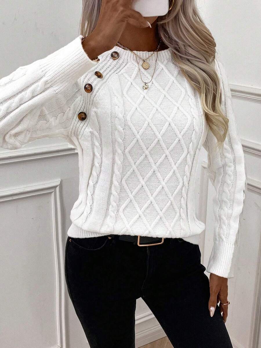 Maison | Button-Detail Cable Knit Jumper