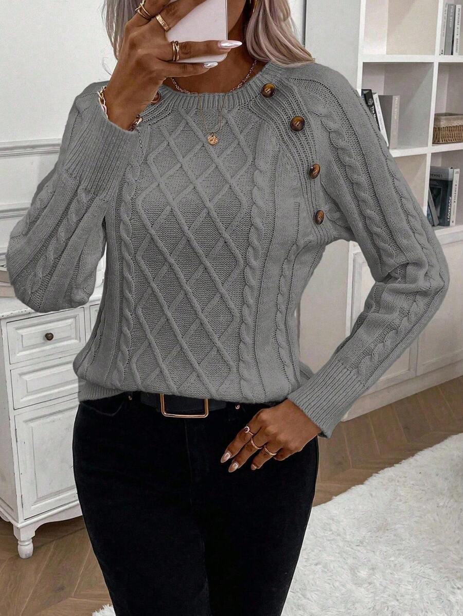Maison | Button-Detail Cable Knit Jumper