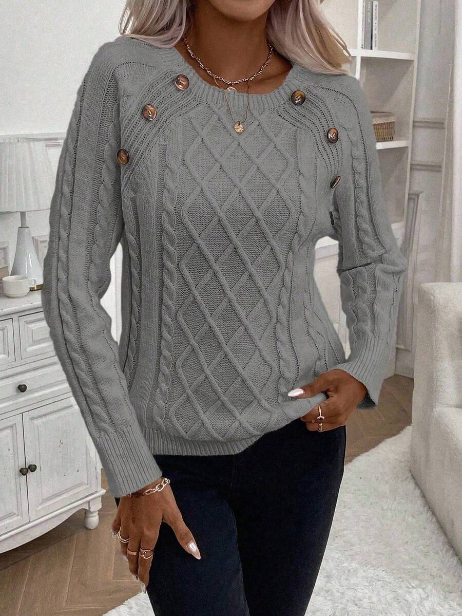 Maison | Button-Detail Cable Knit Jumper