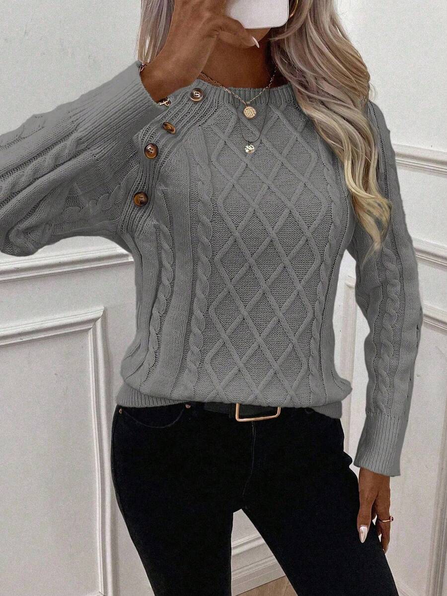 Maison | Button-Detail Cable Knit Jumper