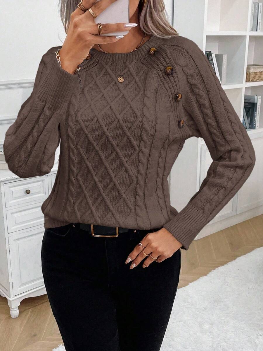 Maison | Button-Detail Cable Knit Jumper