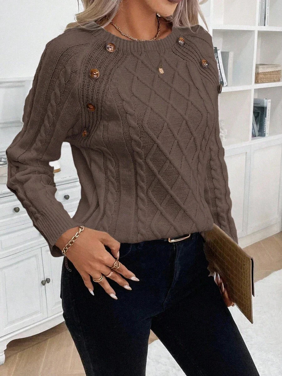 Maison | Button-Detail Cable Knit Jumper