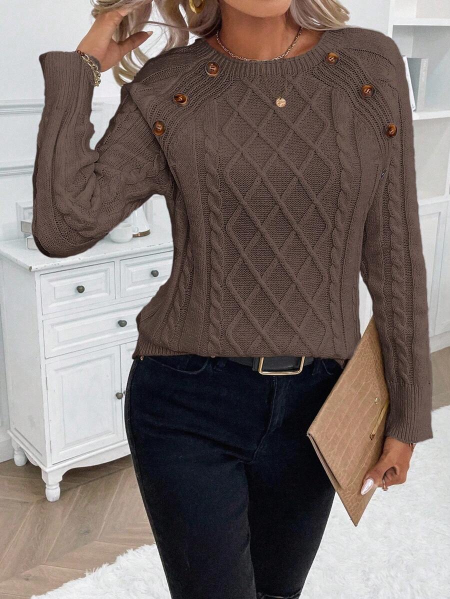Maison | Button-Detail Cable Knit Jumper