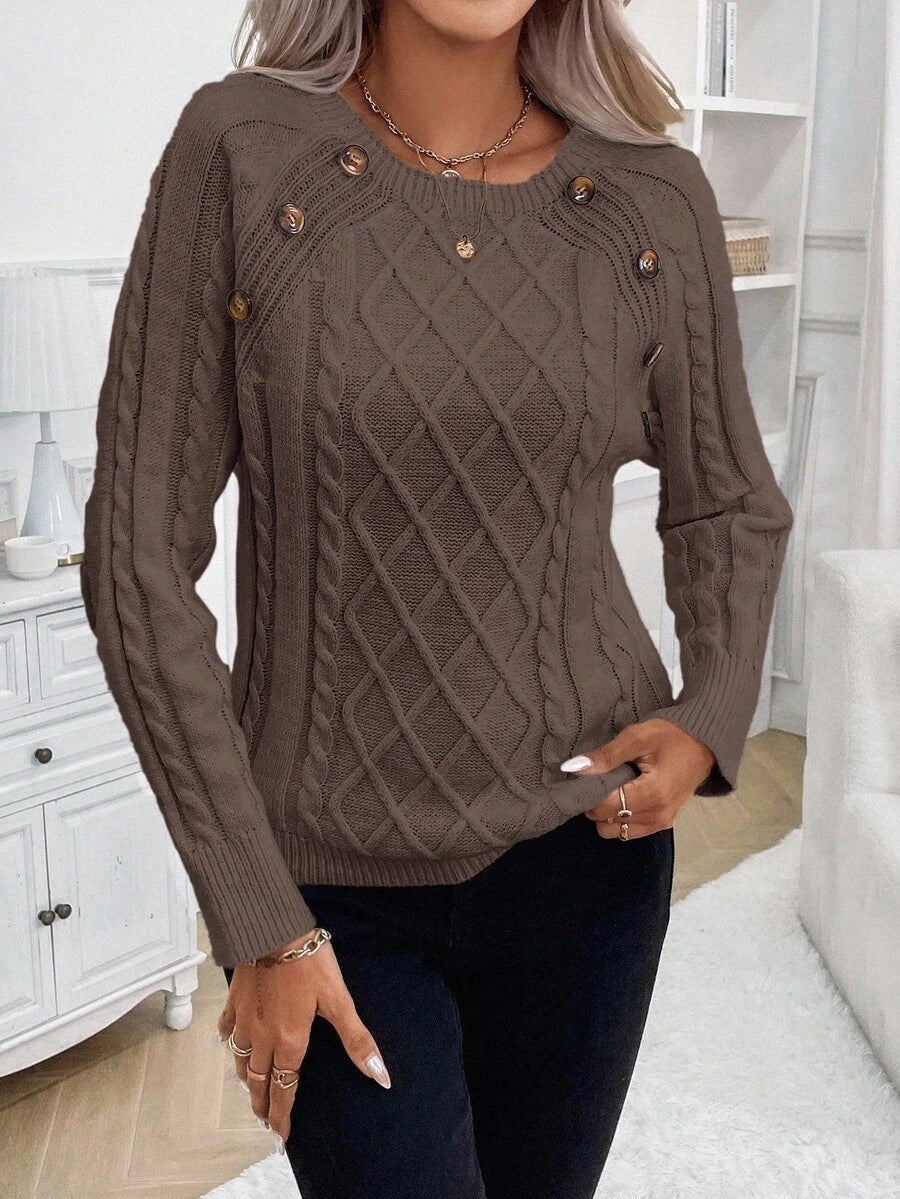 Maison | Button-Detail Cable Knit Jumper