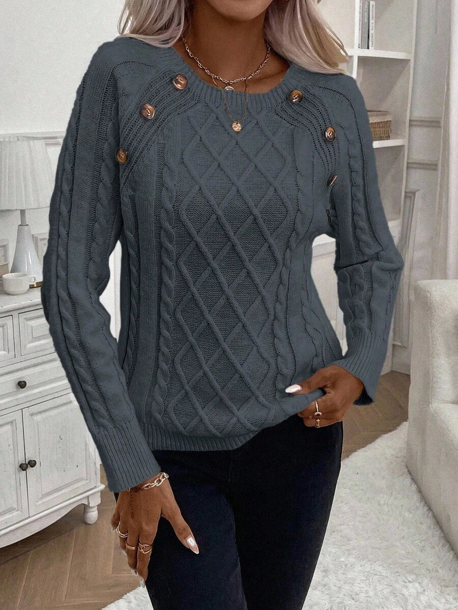 Maison | Button-Detail Cable Knit Jumper
