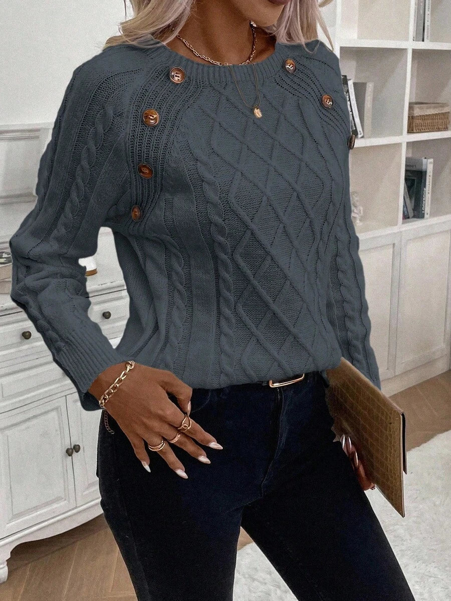 Maison | Button-Detail Cable Knit Jumper