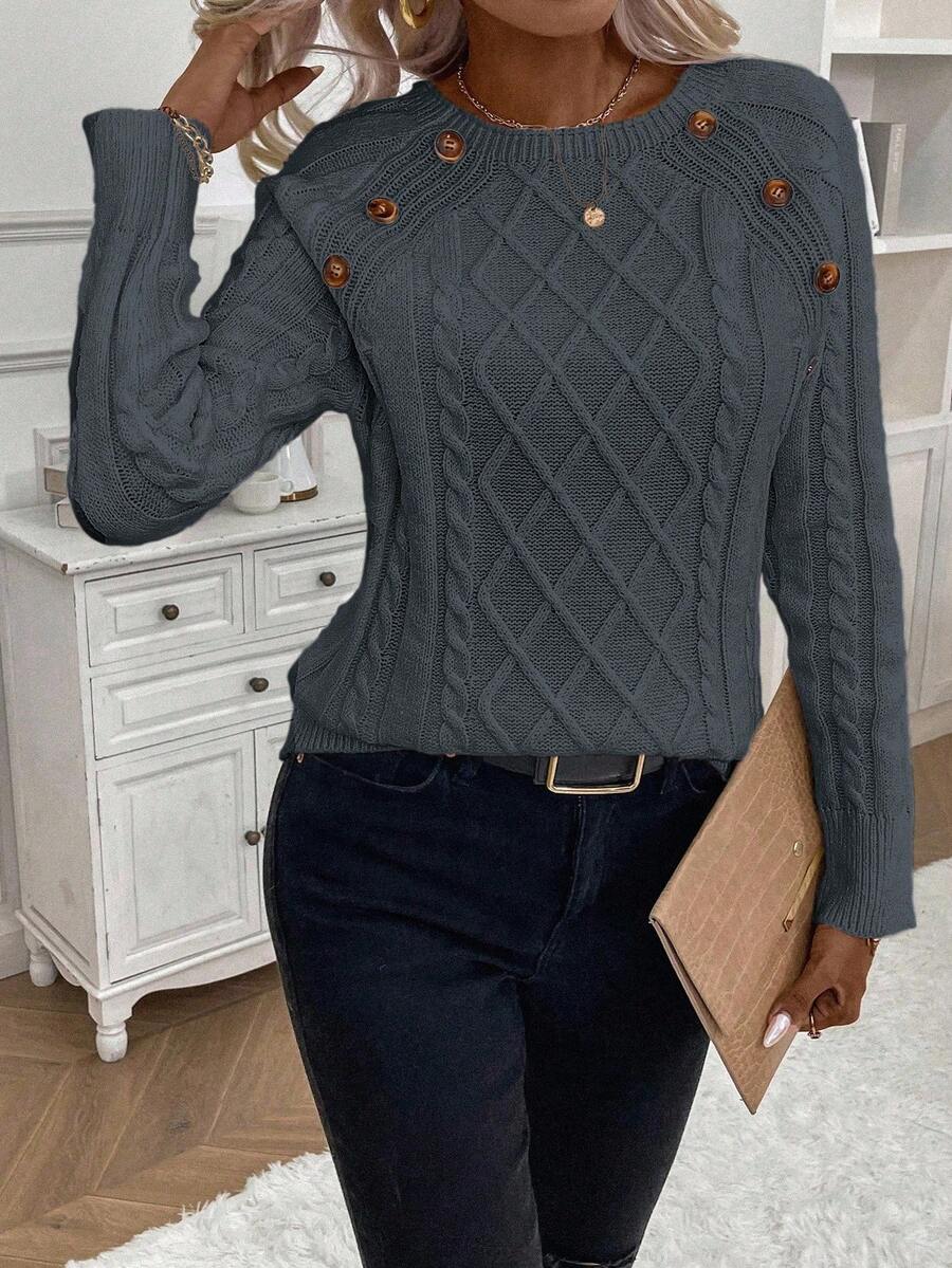 Maison | Button-Detail Cable Knit Jumper