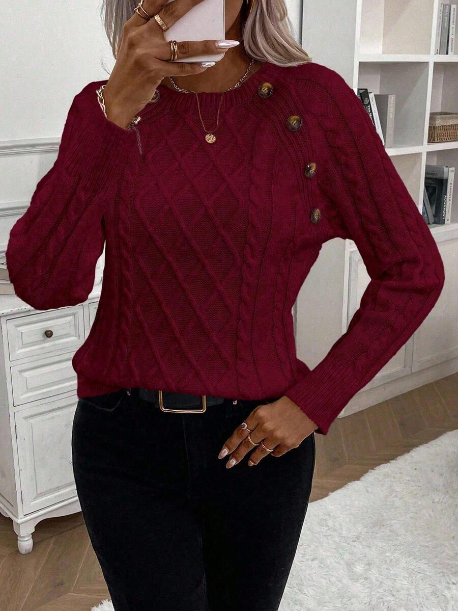 Maison | Button-Detail Cable Knit Jumper