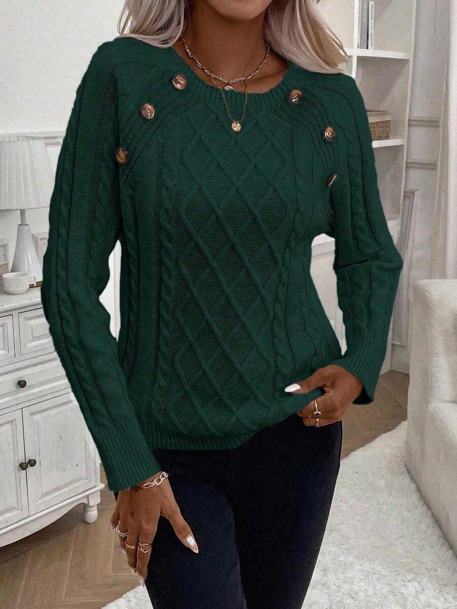 Maison | Button-Detail Cable Knit Jumper