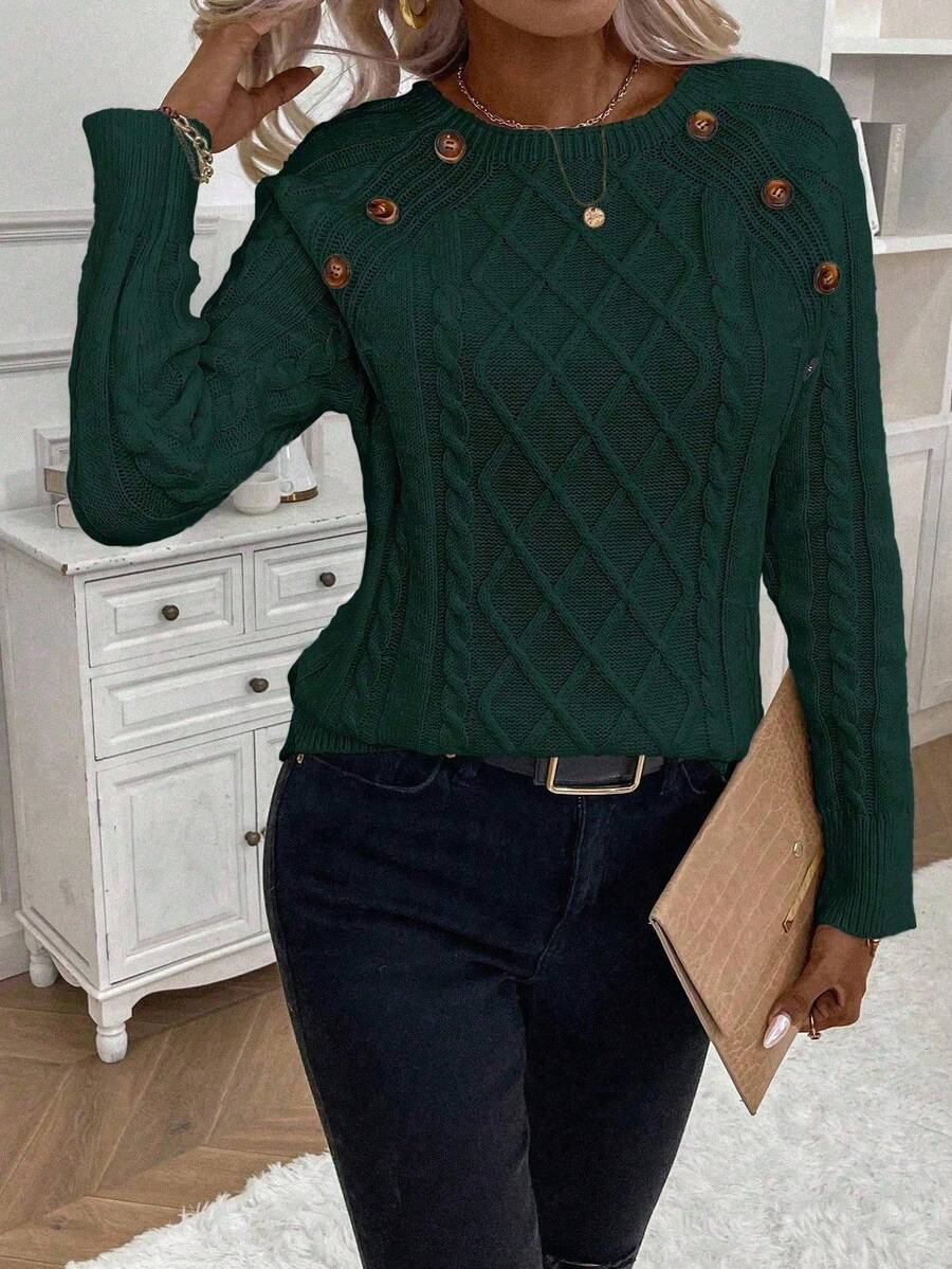 Maison | Button-Detail Cable Knit Jumper