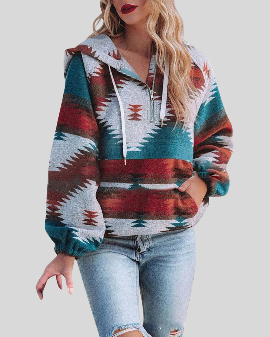 Maison | Comfy Oversized Zip Up Long Sleeve Hoodie Sweatshirt