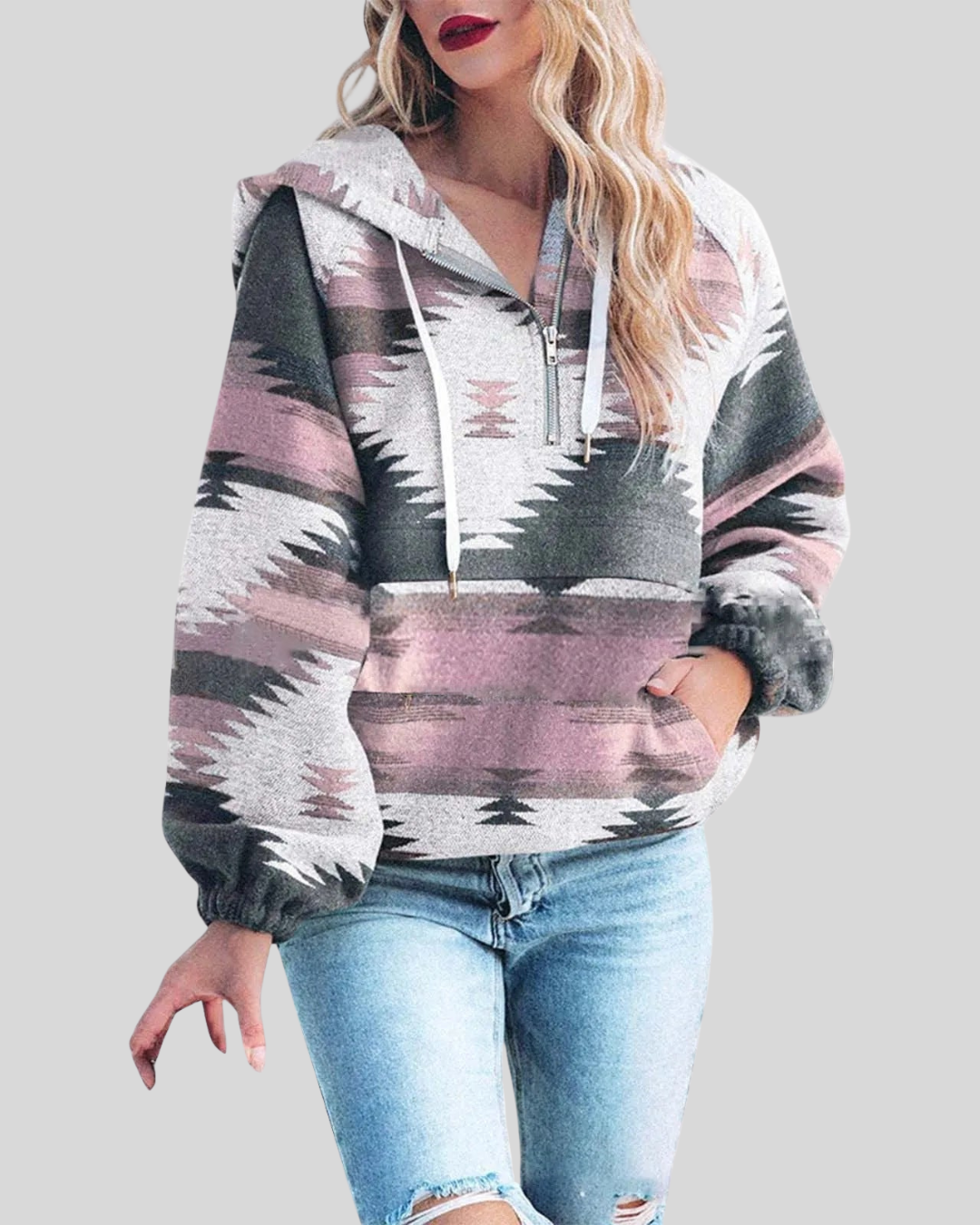 Maison | Comfy Oversized Zip Up Long Sleeve Hoodie Sweatshirt