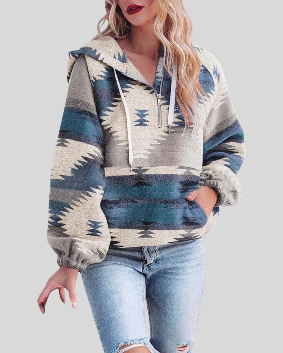 Maison | Comfy Oversized Zip Up Long Sleeve Hoodie Sweatshirt