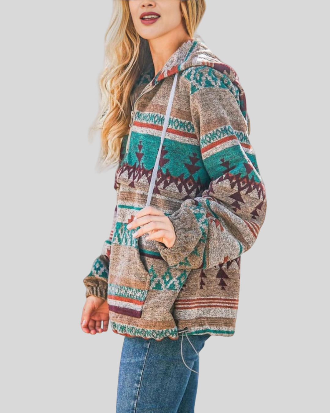 Maison | Comfy Oversized Zip Up Long Sleeve Hoodie Sweatshirt