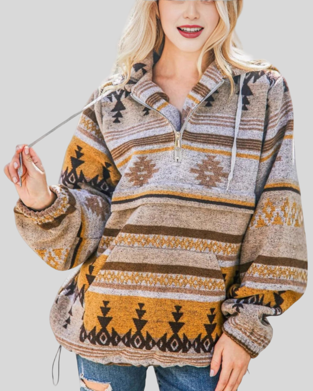 Maison | Comfy Oversized Zip Up Long Sleeve Hoodie Sweatshirt