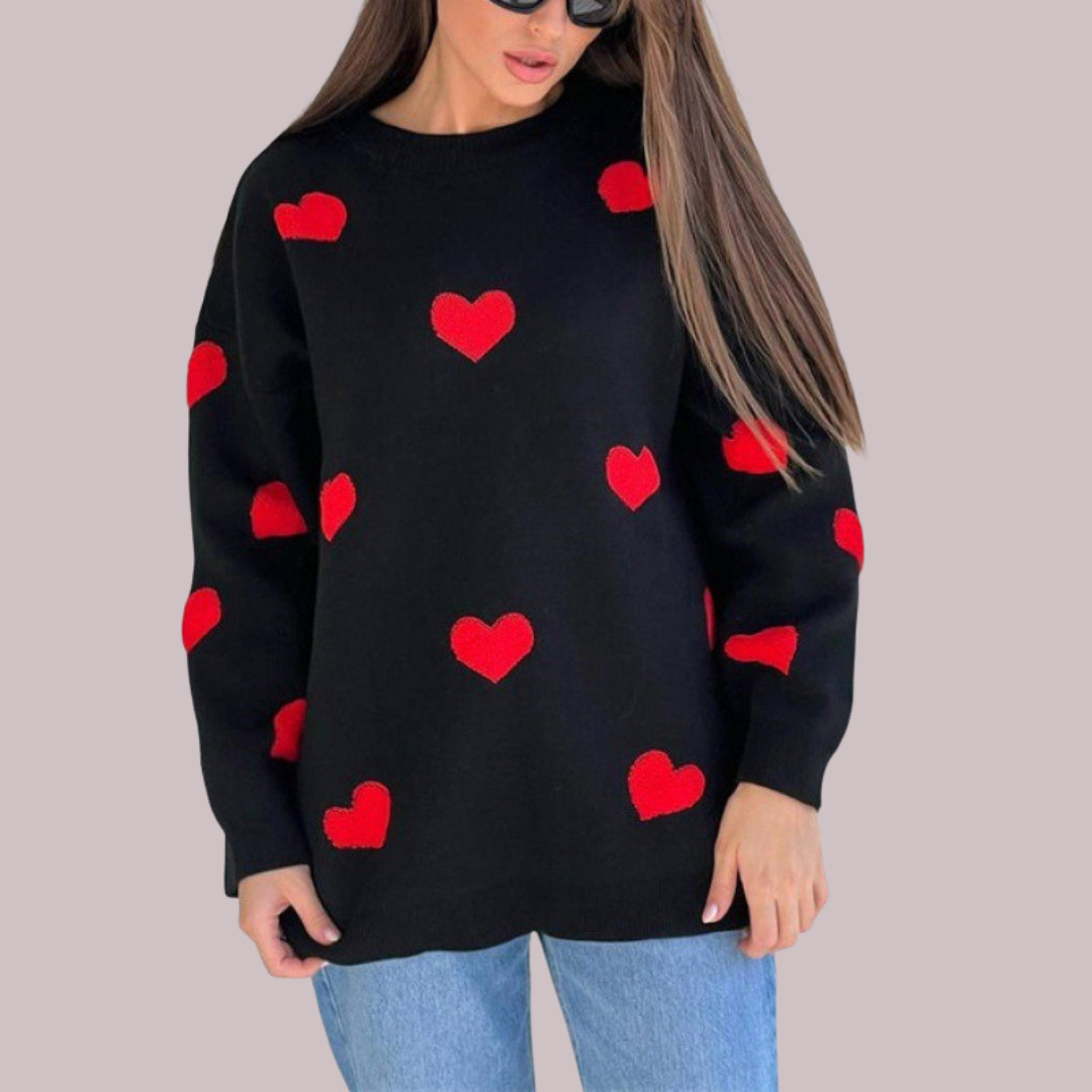 Masion | Cotton Blend Sweater with Hearts