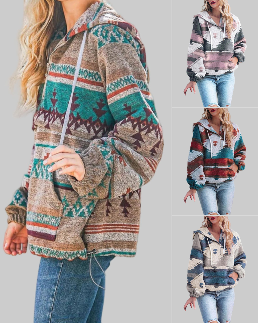 Maison | Comfy Oversized Zip Up Long Sleeve Hoodie Sweatshirt