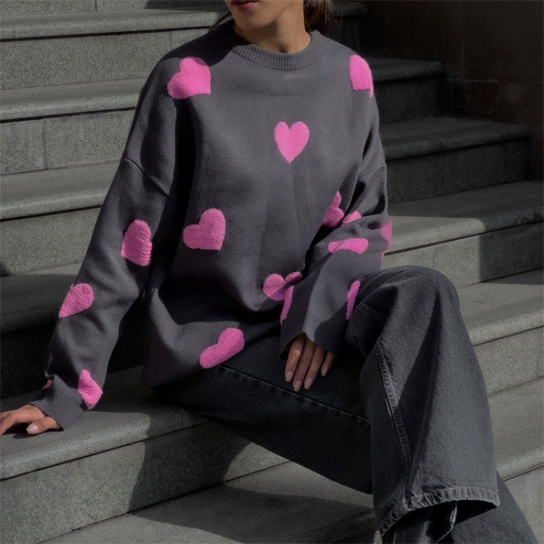 Masion | Cotton Blend Sweater with Hearts