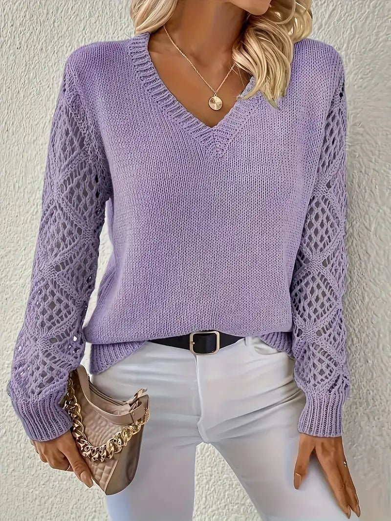 Elena | Pull en maille à manches en dentelle