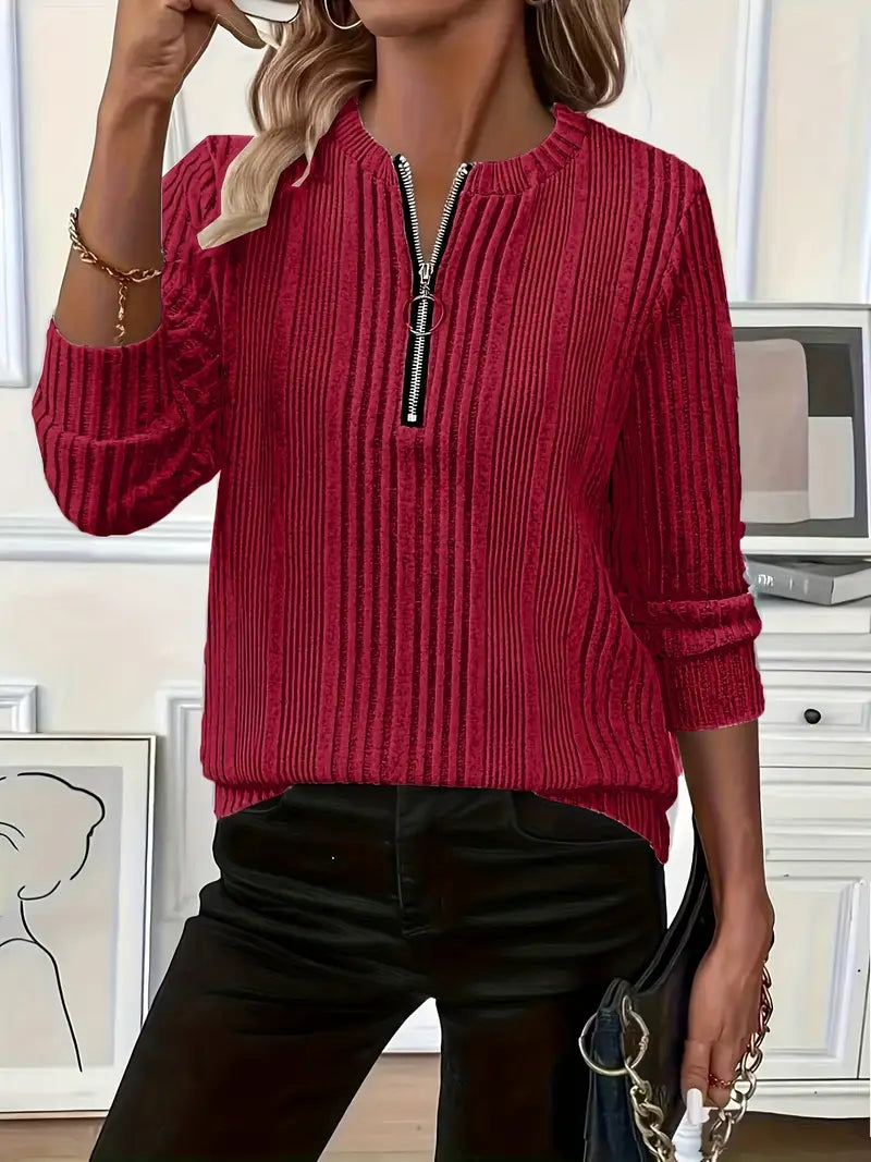 Masion | Ladies' Zip-Up Rib-Knit Jumper