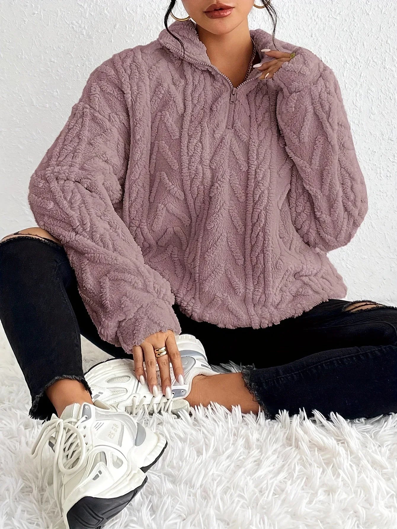 Fiona | Pull zippé tressé