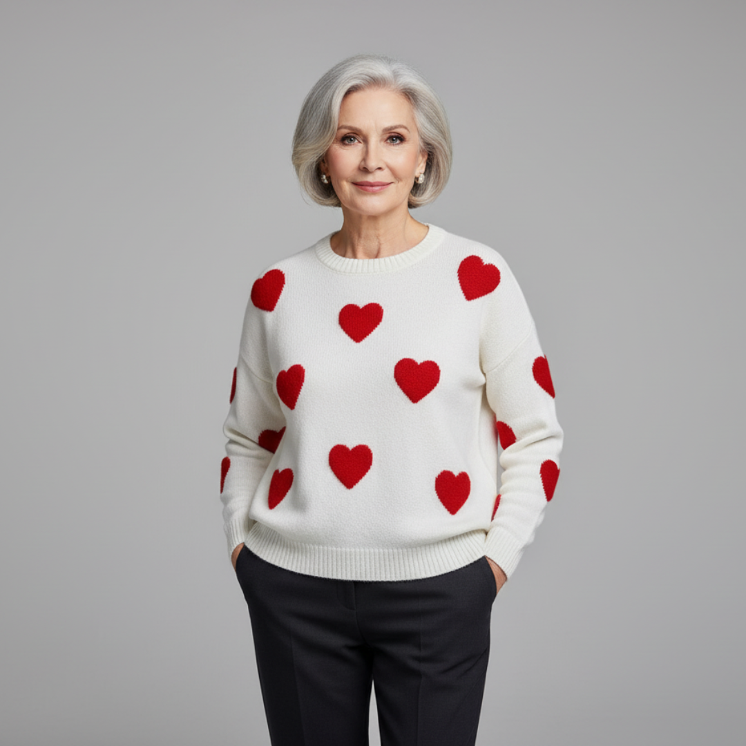 Masion | Cotton Blend Sweater with Hearts