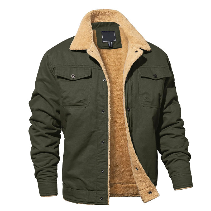 Veste cargo en coton pour homme avec doublure polaire