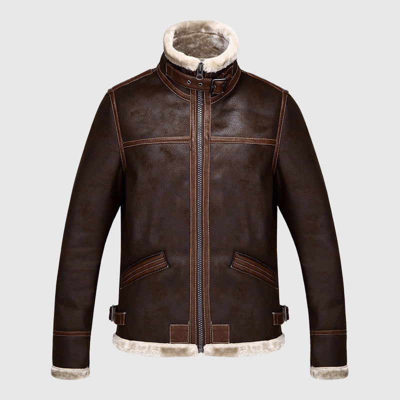 NorthSector Leather Vintage Bomber Jacket