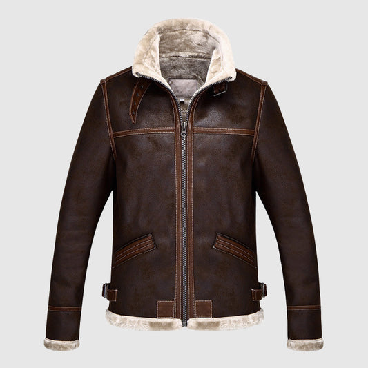 NorthSector Leather Vintage Bomber Jacket