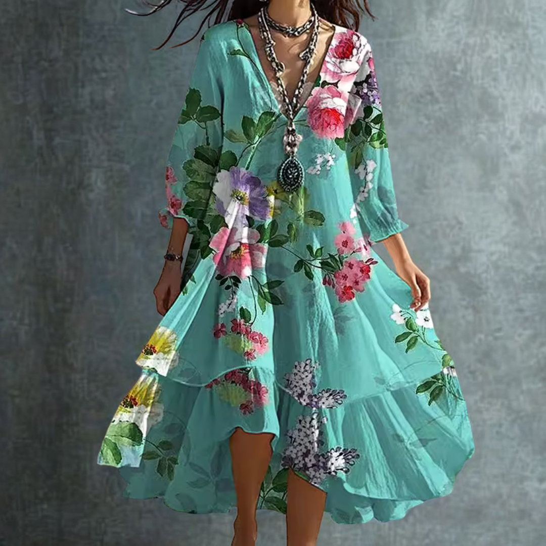 Susan | Flowing Floral Midi Dress