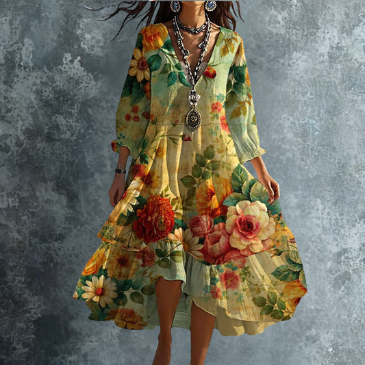 Susan | Flowing Floral Midi Dress