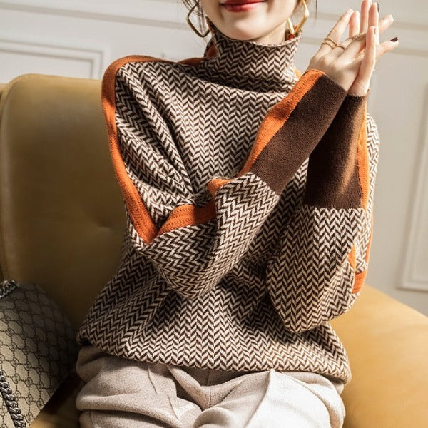 Masion | herringbone Luxe Turtleneck