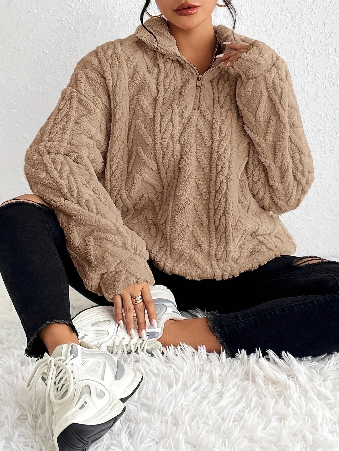 Fiona | Pull zippé tressé