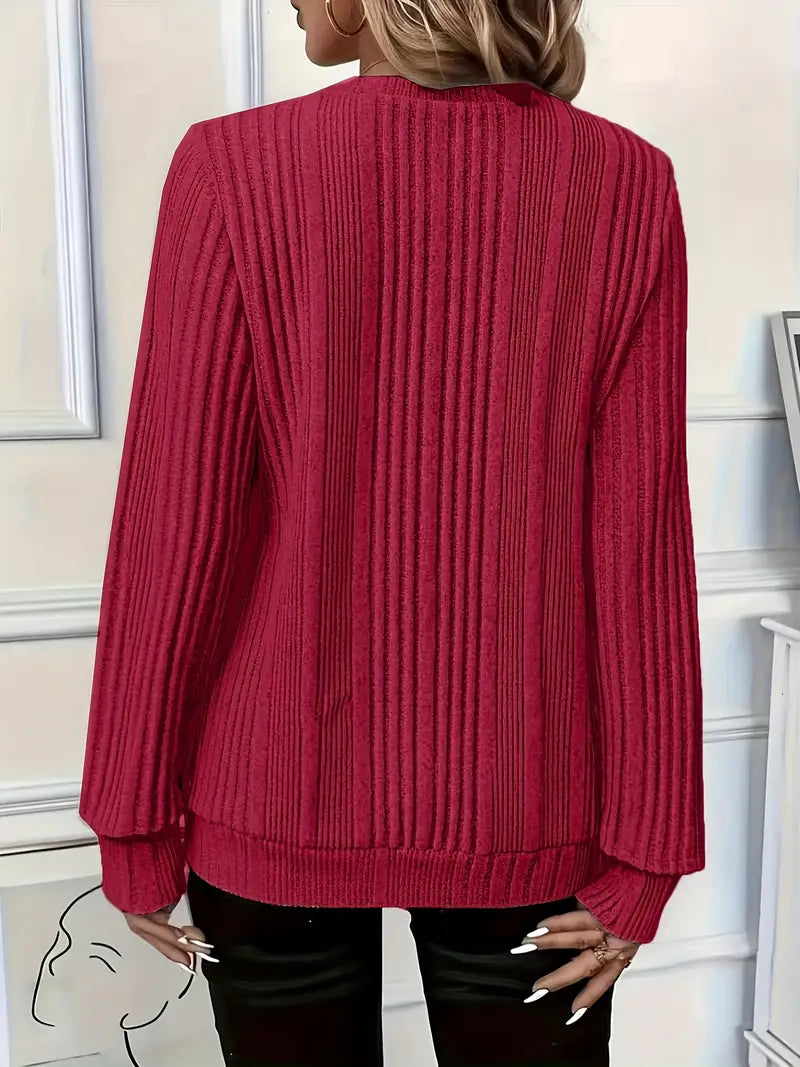 Masion | Ladies' Zip-Up Rib-Knit Jumper
