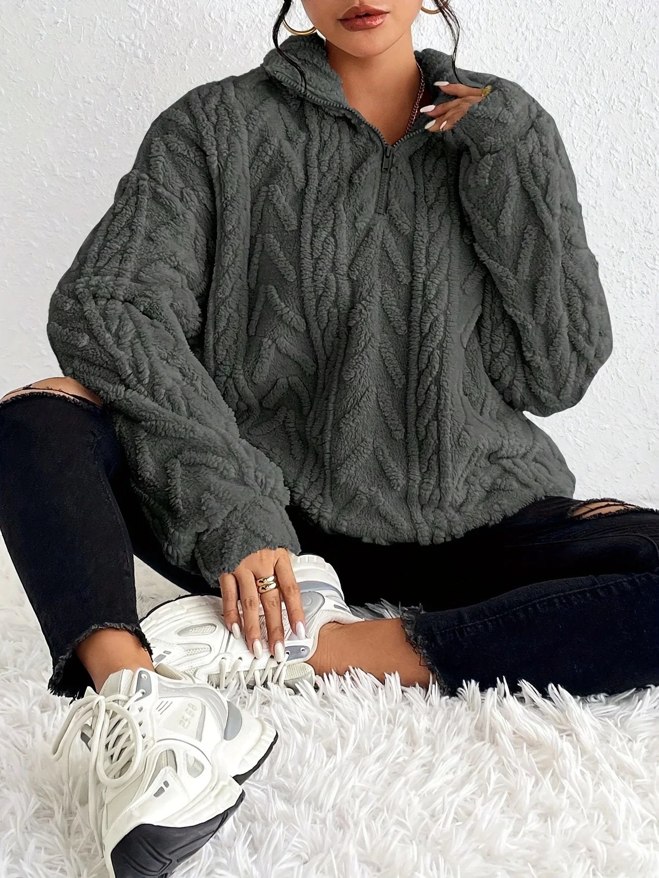 Fiona | Pull zippé tressé
