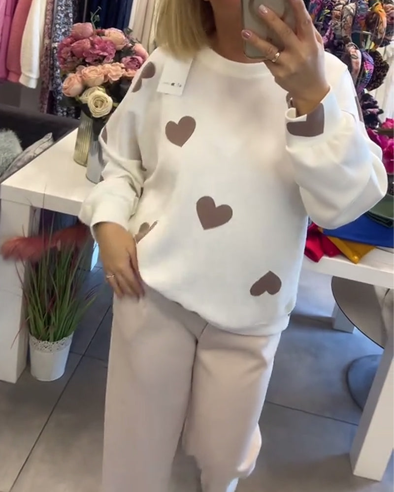 Masion | Cotton Blend Sweater with Hearts