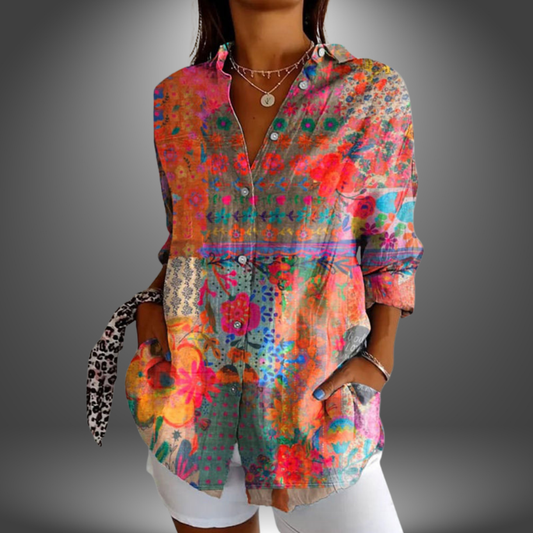 MERYL | VIBRANT BOHO CHIC PRINTED BLOUSE 