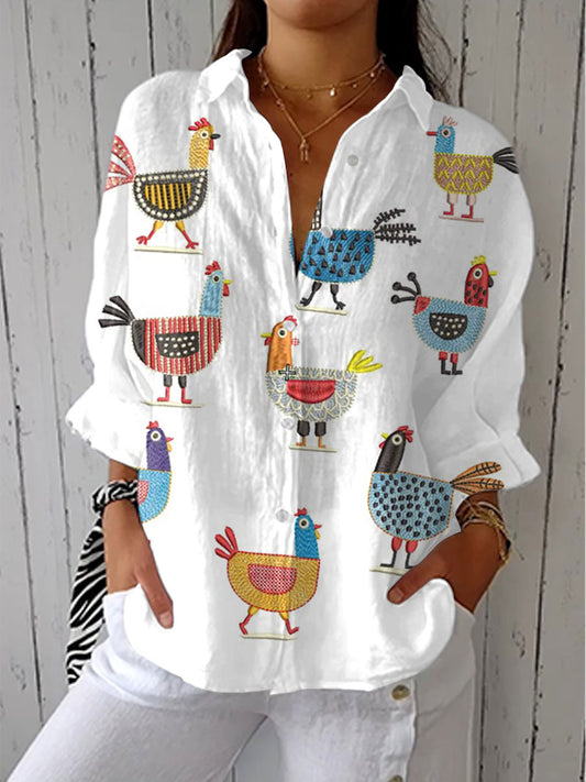Ingrid | Chemisier poule ludique