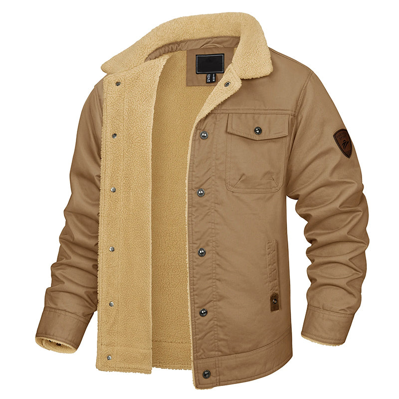 Veste cargo en coton pour homme avec doublure polaire