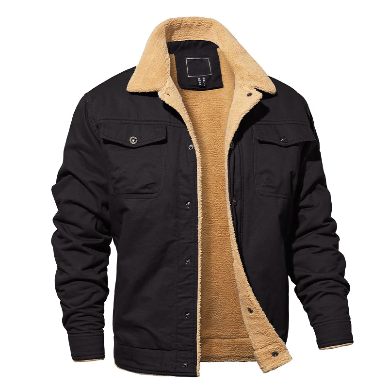 Veste cargo en coton pour homme avec doublure polaire