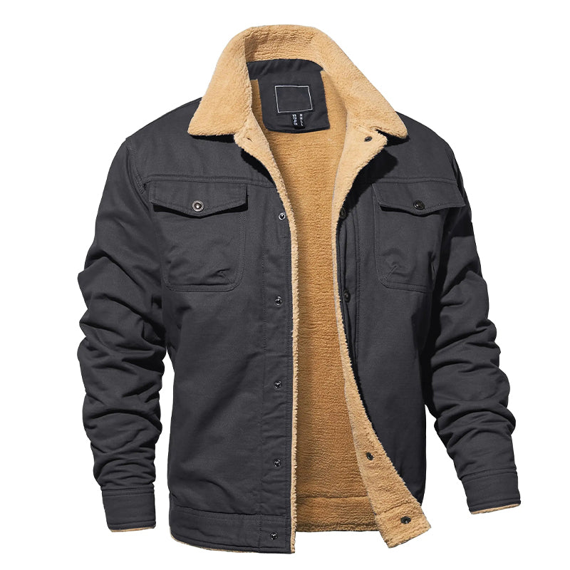 Veste cargo en coton pour homme avec doublure polaire