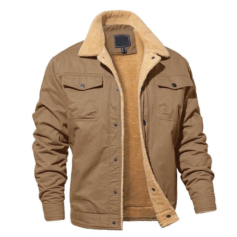 Veste cargo en coton pour homme avec doublure polaire