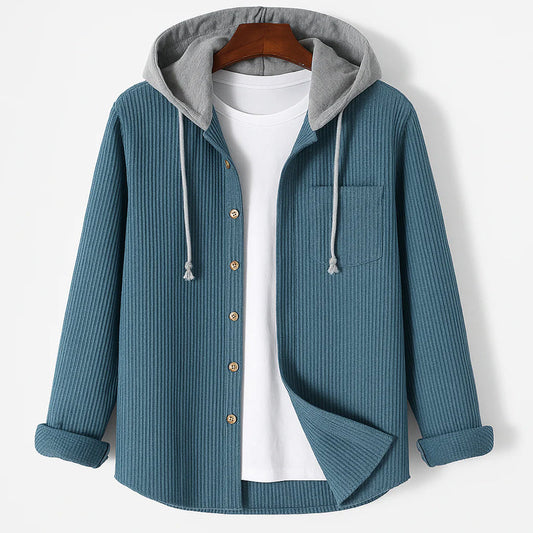 Hooded Corduroy ButtonUp Overshirt