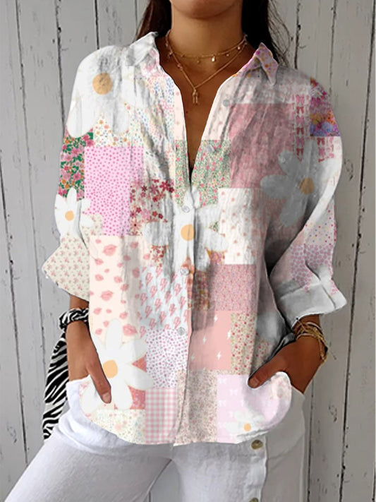 Fanny | Chemisier patchwork à marguerites
